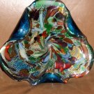 Beautiful Hand Blown Art Glass Ashtray with Gold Flakes
