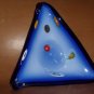 Vintage Murano Cobalt Blue Triangle Fiore Ashtray Dish