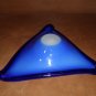 Vintage Murano Cobalt Blue Triangle Fiore Ashtray Dish