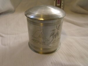 Vintage Selangor Pewter Tea Snuff Caddy 3.25"