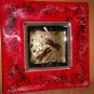 Hand Blown Art Glass Ash Tray Plate Signed Gold Fleck