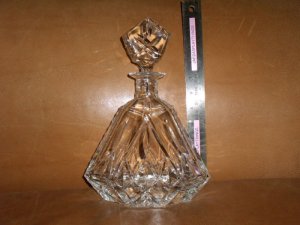 Elegant Crystal Triangle Decanter OLYMPIC 11" NWT