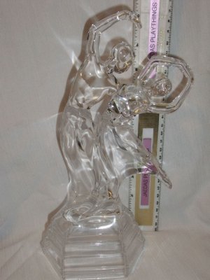 Italian Art Deco Crystal Two Dancers Over 10" Tall