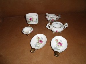 Lefton China ELEGANT ROSE Ash Trays Cigarette Holder