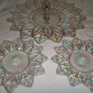 Clear Carnival Glass 11" PETAL Serving Plate 2 Saucers