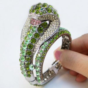 Green King Cobra Crystal Bracelet