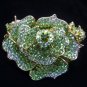 Green & Clear Rose Bracelet CGold Crystals Rhinestone Leaves Vintage Inspired