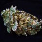 Green & Clear Rose Bracelet CGold Crystals Rhinestone Leaves Vintage Inspired
