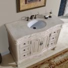 48" Ella - Bathroom Cream Marfil Marble Top Sink Vanity White Oak Finish Cabinet 0152