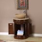 24" Maya - Single Bathroom Travertine Stone Vessel Sink Top Vanity Cabinet 0160