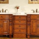 84" Teresa - Modular Double Sink Bathroom Vanity Cabinet Marble Stone Countertop 0204