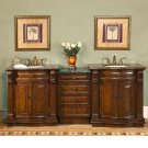 84.5" Monica - Double Bathroom Sink Vanity Cabinet Granite Top (Cherry Finish) 0206