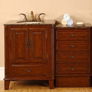 48.5" Devon - Granite Top Single Sink Bathroom Vanity Cabinet + Drawer Bank 0207
