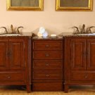 76" Devon - Double Sink Bathroom Vanity Cabinet Granite (Special Walnut Finish) 0207