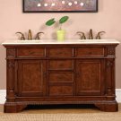 60" Erica - Double Bathroom Sink Vanity Cabinet Crema Marfil Marble Stone Top 0209