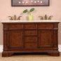 60" Erica - Double Bathroom Sink Vanity Cabinet Crema Marfil Marble Stone Top 0209