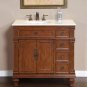 36" Caroline - Marble Top White Ceramic Left Sink Bathroom Single Vanity Cabinet 0210