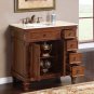 36" Caroline - Marble Top White Ceramic Left Sink Bathroom Single Vanity Cabinet 0210