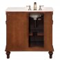 36" Caroline - Marble Top White Ceramic Left Sink Bathroom Single Vanity Cabinet 0210