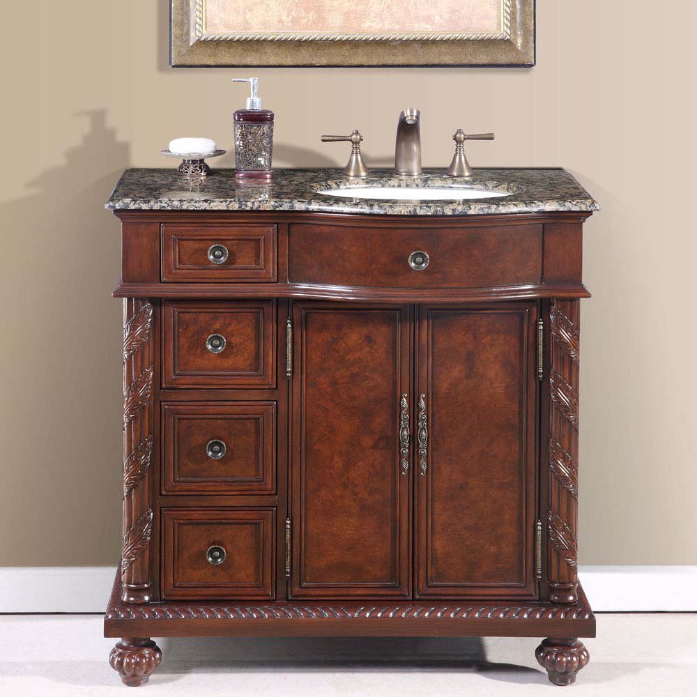 36" Victoria Stone Top Off Center Single Bathroom Vanity