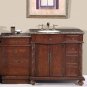 55.5" Victoria - Baltic Brown Stone Top Left Sink Bathroom Vanity Cabinet 0213