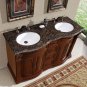 55" Monica - Granite Top Bathroom Double Sink Vanity Cabinet (Cherry Finish) 0223