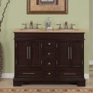 48" Sally W - Compact Travertine Bathroom Double Sink Vanity Mini Bath Cabinet 0224