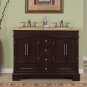 48" Sally W - Compact Travertine Bathroom Double Sink Vanity Mini Bath Cabinet 0224