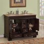 48" Sally W - Compact Travertine Bathroom Double Sink Vanity Mini Bath Cabinet 0224