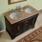 48" Sally W - Compact Travertine Bathroom Double Sink Vanity Mini Bath Cabinet 0224