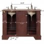 48" Sally W - Compact Travertine Bathroom Double Sink Vanity Mini Bath Cabinet 0224