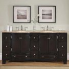 72" Nicosia - Travertine Double Bathroom Vanity Sink Cabinet (Espresso Finish) 0703