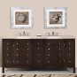 72" Prima - Marble Top White Sink Bathroom Double Vanity Dark Walnut Cabinet 0704