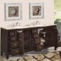 72" Prima - Marble Top White Sink Bathroom Double Vanity Dark Walnut Cabinet 0704