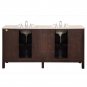 72" Prima - Marble Top White Sink Bathroom Double Vanity Dark Walnut Cabinet 0704