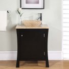 26" Megan - Espresso Single Bathroom Travertine Stone Vessel Sink Top Vanity 0711