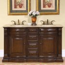 60" Samantha - Bathroom Double Vanity Dual Ivory Sink Cabinet (American Walnut) 0712