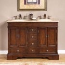 48" Sedona - Mini Compact Travertine Bathroom Dual Sink Double Vanity Cabinet 0715