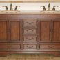 60" Ashley - Travertine Stone Top Lavatory Double Sink Bathroom Vanity Cabinet 0715
