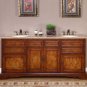 72" Bailey - Double Bathroom Vanity Travertine Top Lavatory Dual Sink Cabinet 0716