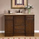 48" Alexis - Walnut Finish Cabinet Single Sink Bathroom Vanity Travertine Top 0718