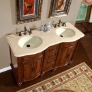 55" Camellia - Marble Top Double Sink Bathroom Vanity (American Walnut Finish) 0719