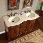 55" Camellia - Marble Top Double Sink Bathroom Vanity (American Walnut Finish) 0719