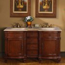 60" Esther - Double Sink Bathroom Vanity Cabinet Travertine Stone Countertop 0722