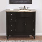 38" Kelston - Bathroom Vanity Travertine Top Right Sink Cabinet (Dark Walnut) 0902