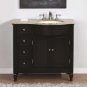 38" Kelston - Bathroom Vanity Travertine Top Right Sink Cabinet (Dark Walnut) 0902