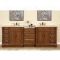95" Empress - Travertine Top Cherry Finish Bathroom Double Sink Vanity Cabinet 0904