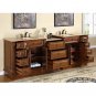 95" Empress - Travertine Top Cherry Finish Bathroom Double Sink Vanity Cabinet 0904