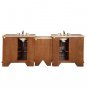 95" Empress - Travertine Top Cherry Finish Bathroom Double Sink Vanity Cabinet 0904