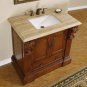 38.75" Bravia - Travertine Top Bathroom Sink Vanity Soft Close Hardware Cabinet 0907